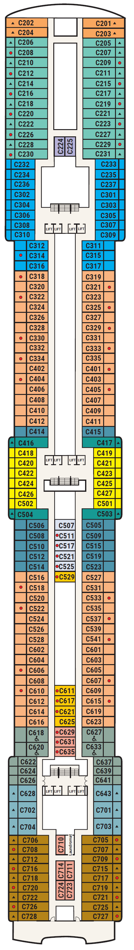 Deck plan for Deck 10 - Caribe