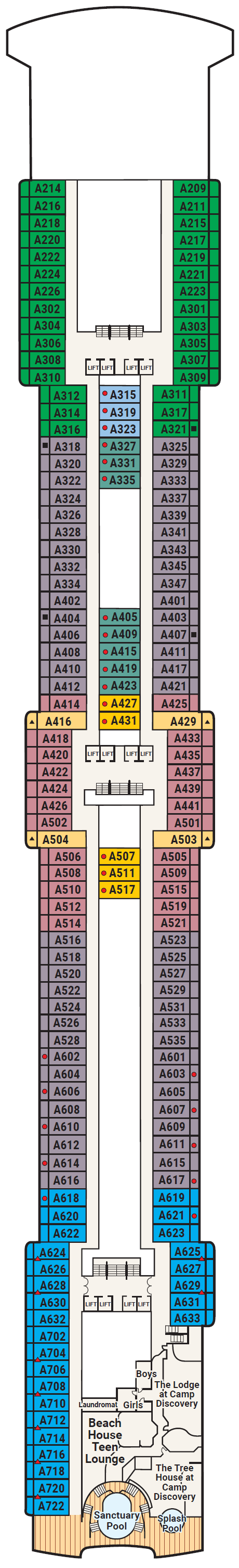 Deck plan for Deck 12 - Aloha