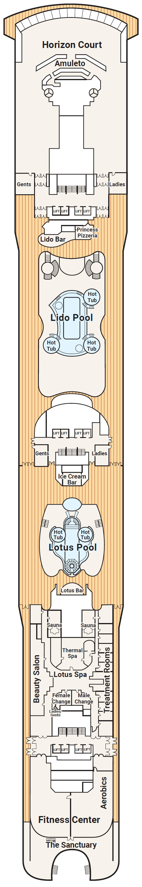 Deck plan for Deck 14 - Lido