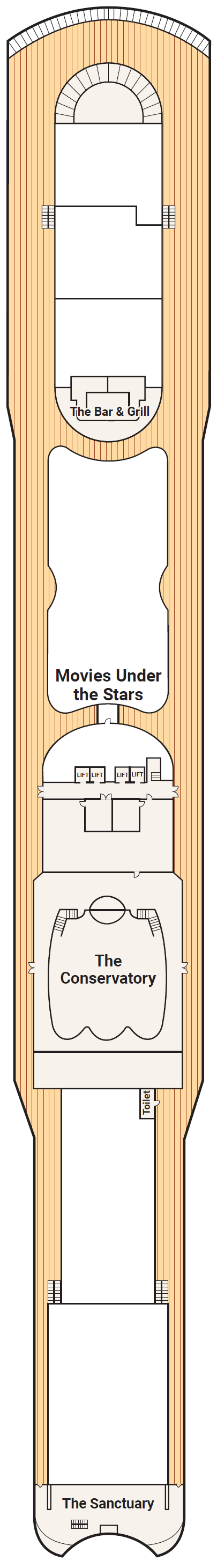 Deck plan for Deck 15 - Sun