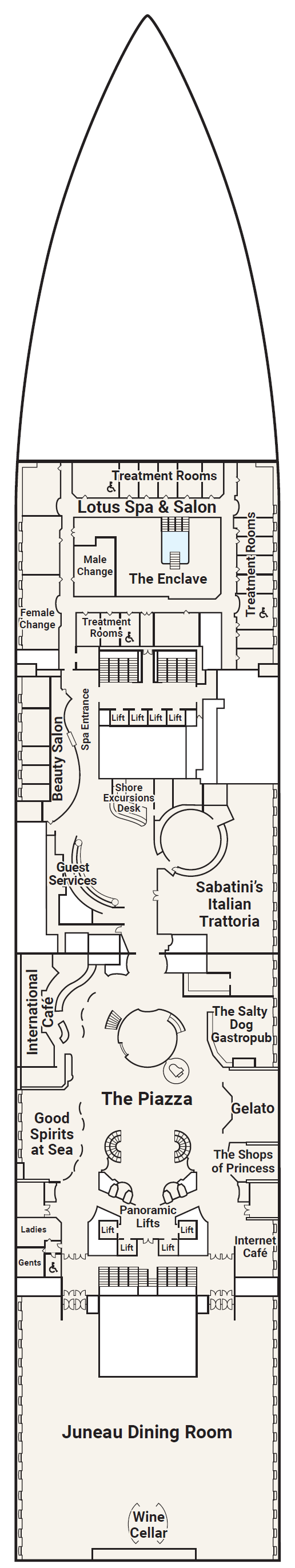 Deck plan for Deck 5 - Plaza