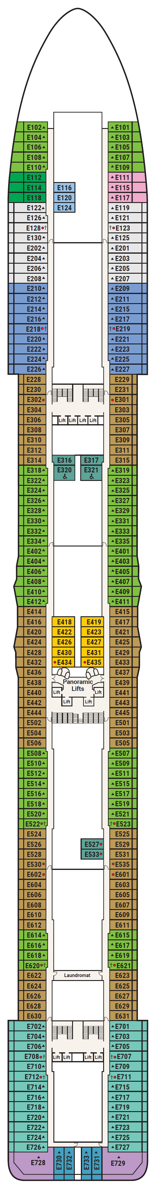 Deck plan for Deck 8 - Emerald