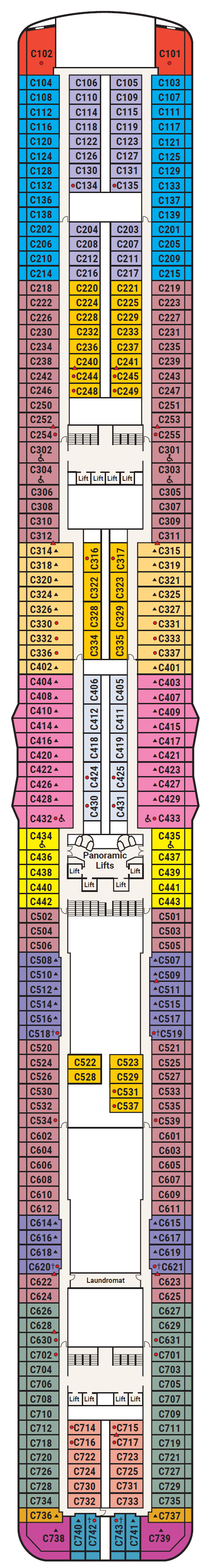 Deck plan for Deck 10 - Caribe