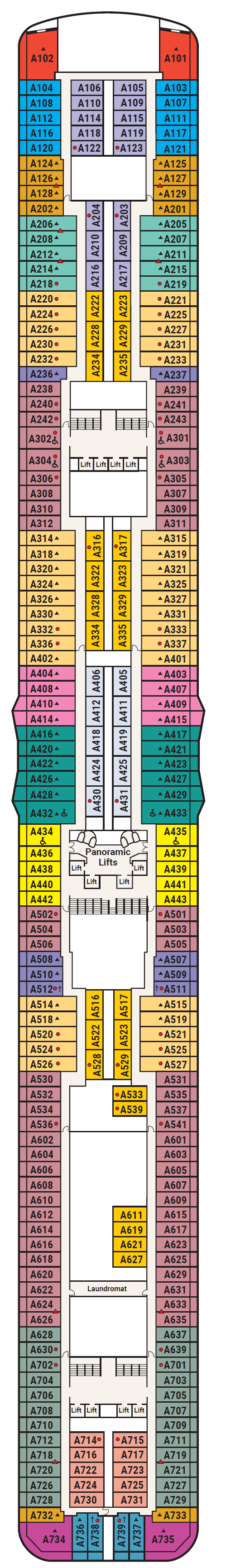 Deck plan for Deck 12 - Aloha