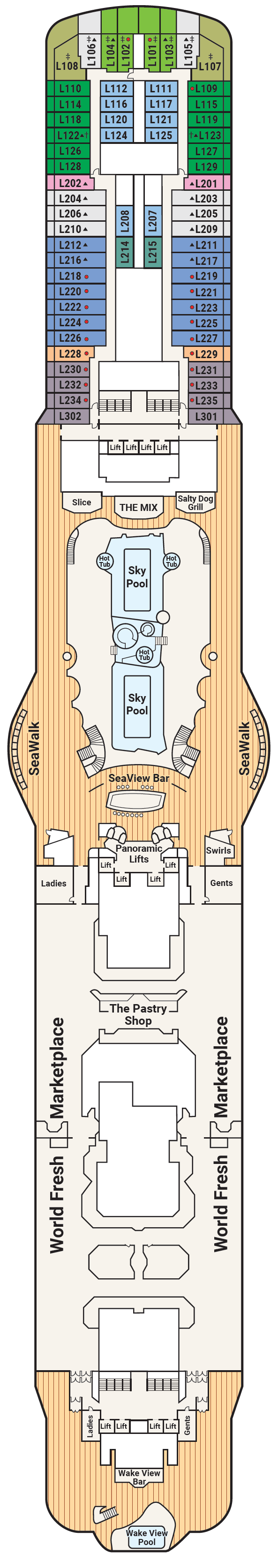 Deck plan for Deck 16 - Lido