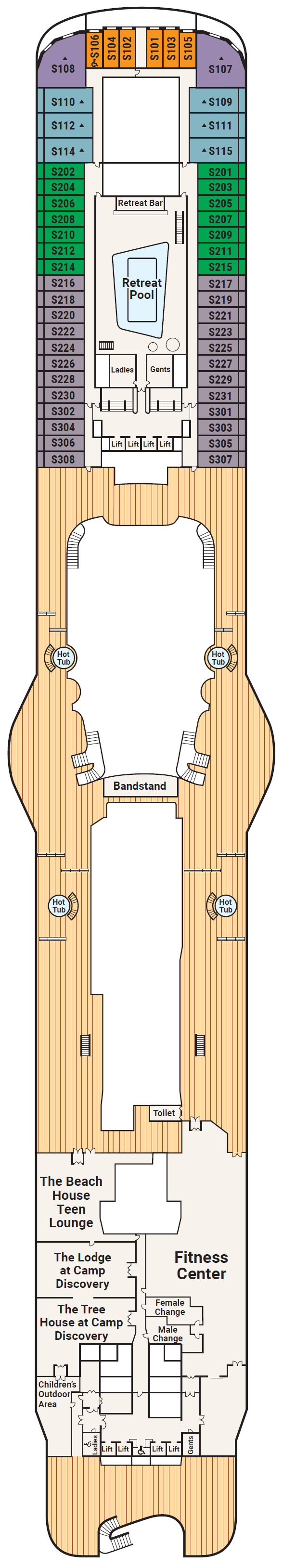 Deck plan for Deck 17 - Sun