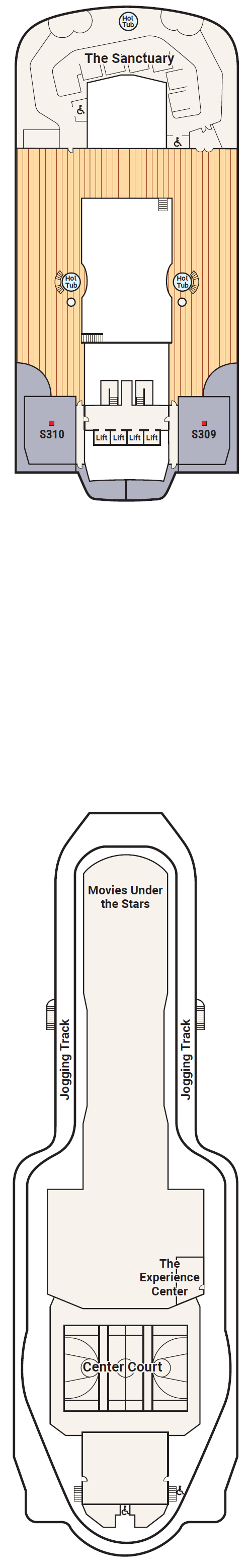 Deck plan for Deck 18 - Sky