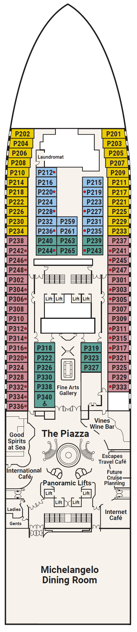 Deck plan for Deck 5 - Plaza