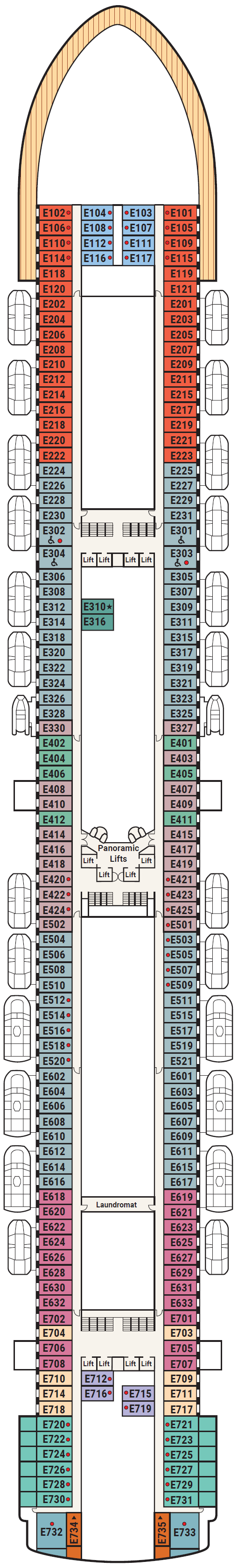 Deck plan for Deck 8 - Emerald