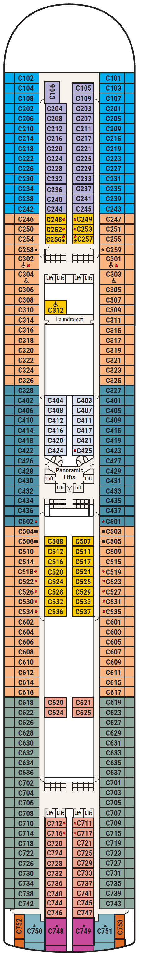 Deck plan for Deck 10 - Caribbean