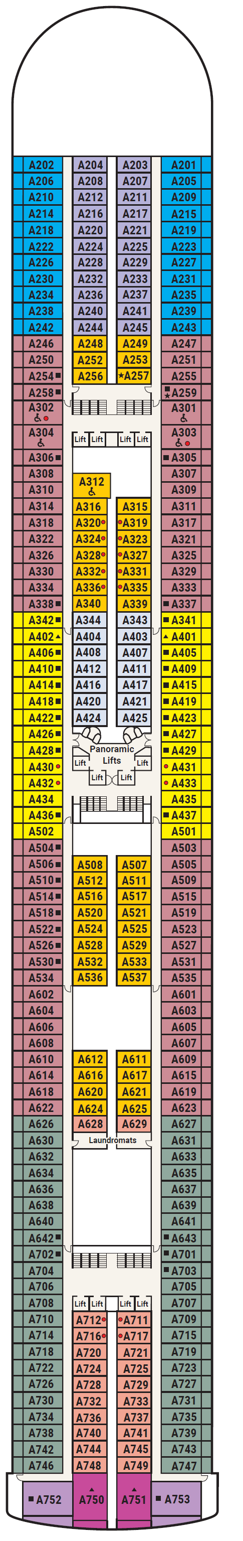 Deck plan for Deck 12 - Aloha