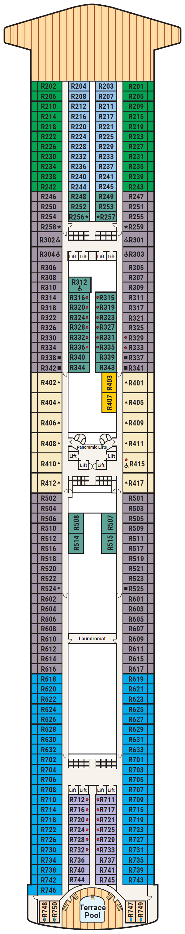 Deck plan for Deck 14 - Riviera