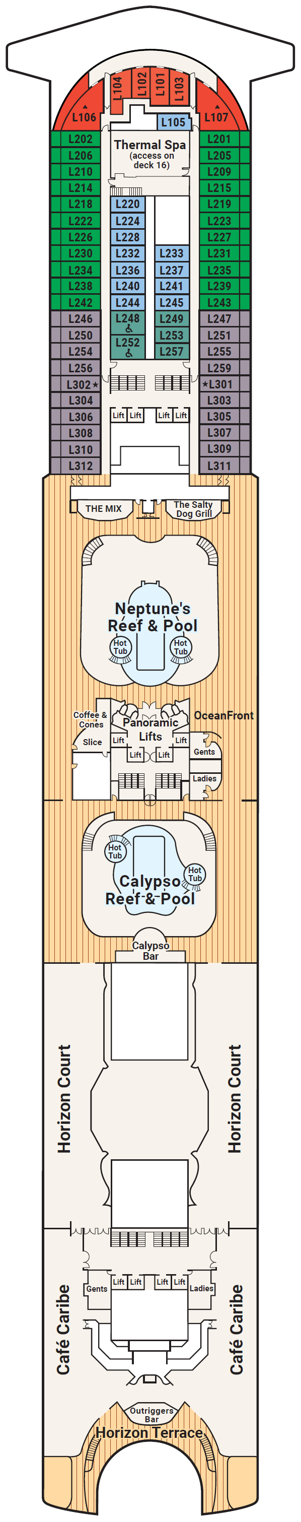 Deck plan for Deck 15 - Lido