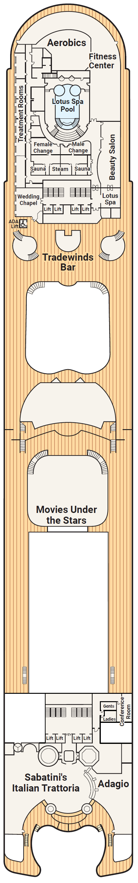 Deck plan for Deck 16 - Sun