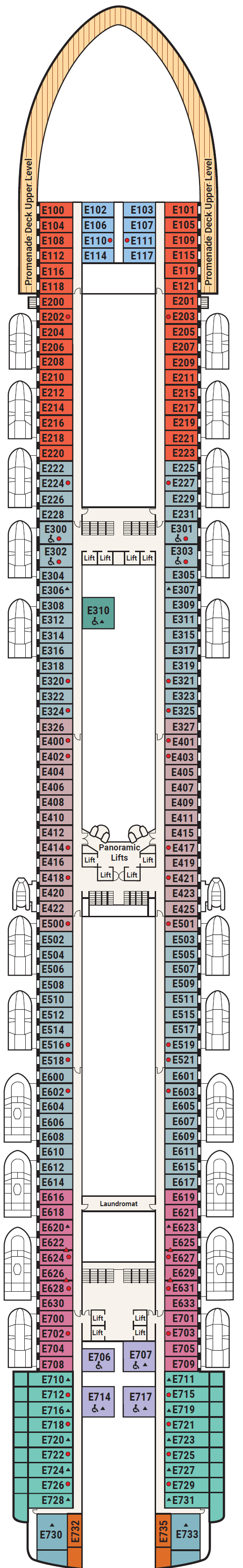 Deck plan for Deck 8 - Emerald