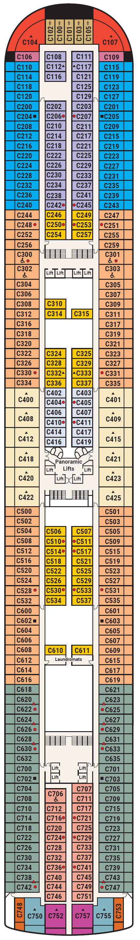 Deck plan for Deck 10 - Caribe