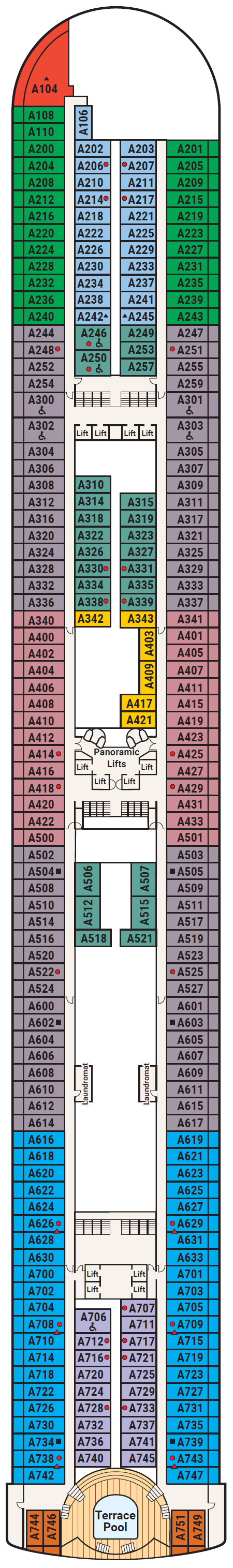 Deck plan for Deck 12 - Aloha