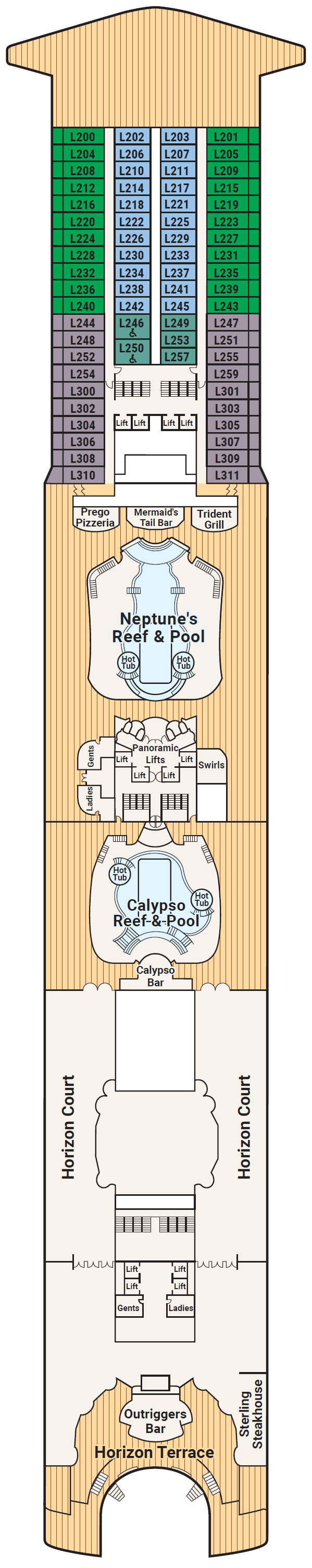 Deck plan for Deck 14 - Lido