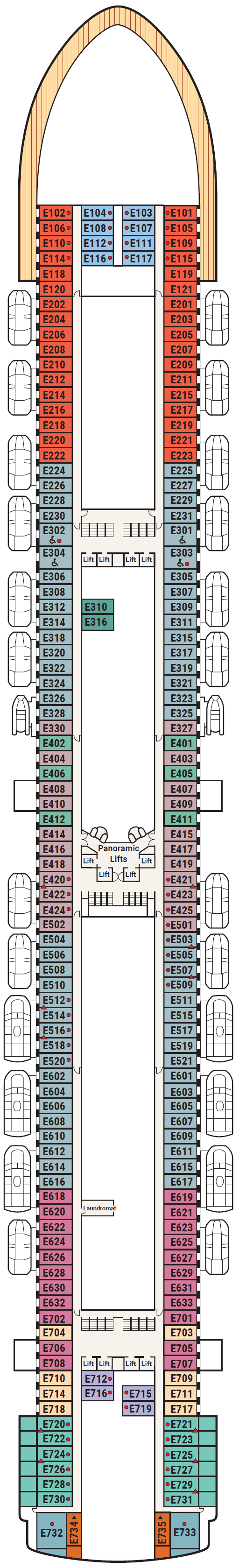 Deck plan for Deck 8 - Emerald