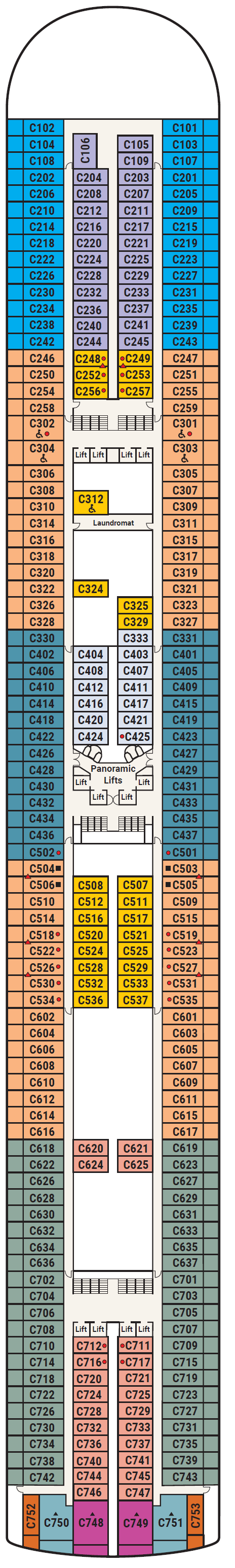 Deck plan for Deck 10 - Caribe