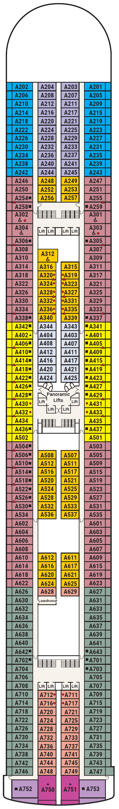 Deck plan for Deck 12 - Aloha