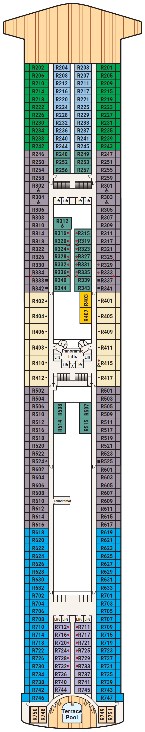 Deck plan for Deck 14 - Riviera
