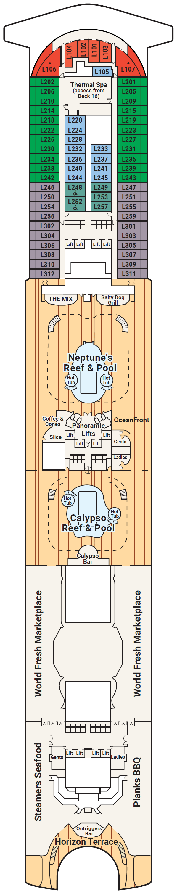 Deck plan for Deck 15 - Lido