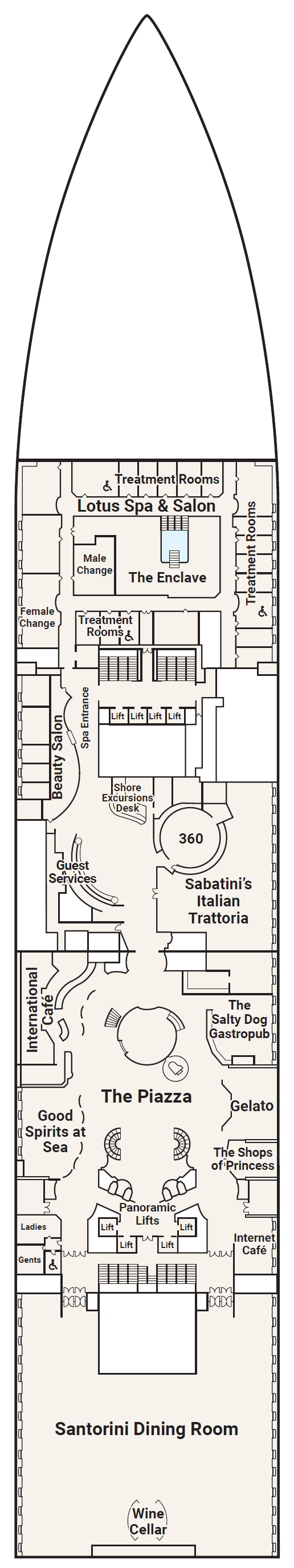 Deck plan for Deck 5 - Plaza