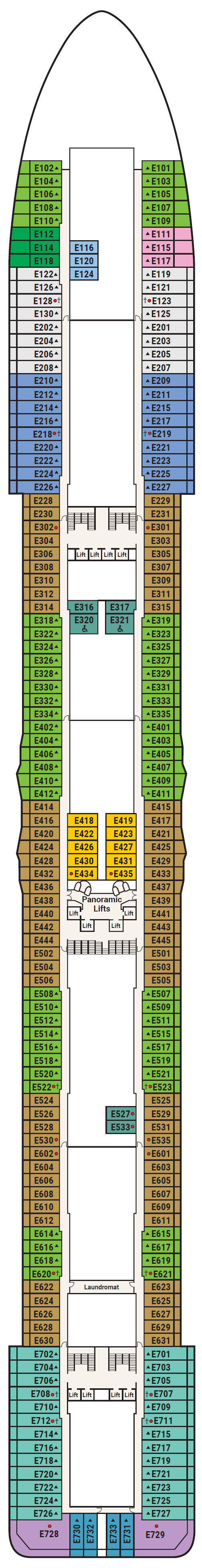 Deck plan for Deck 8 - Emerald