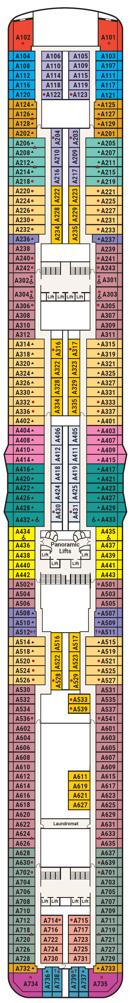 Deck plan for Deck 12 - Aloha