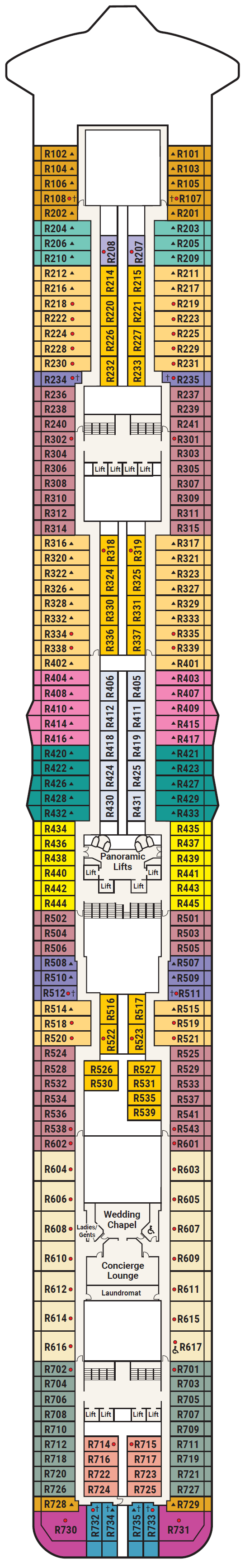 Deck plan for Deck 14 - Riviera