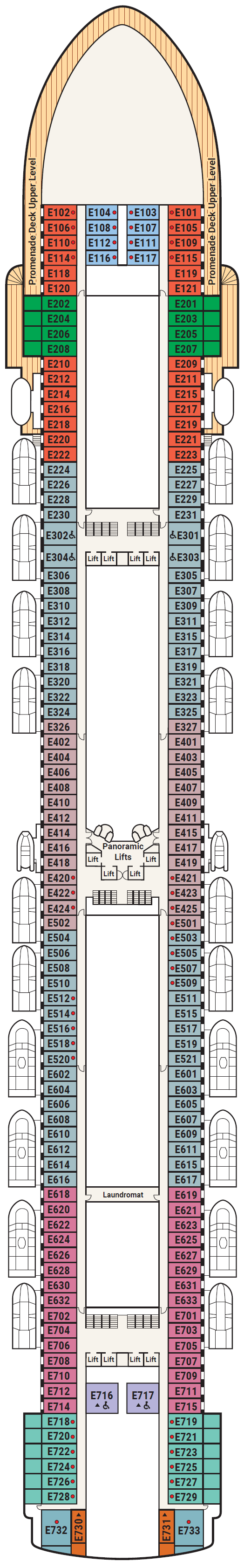 Deck plan for Deck 8 - Emerald