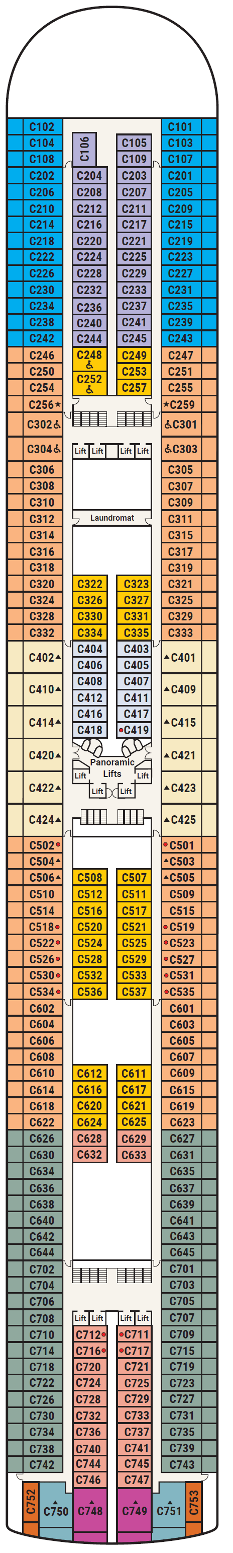 Deck plan for Deck 10 - Caribbean