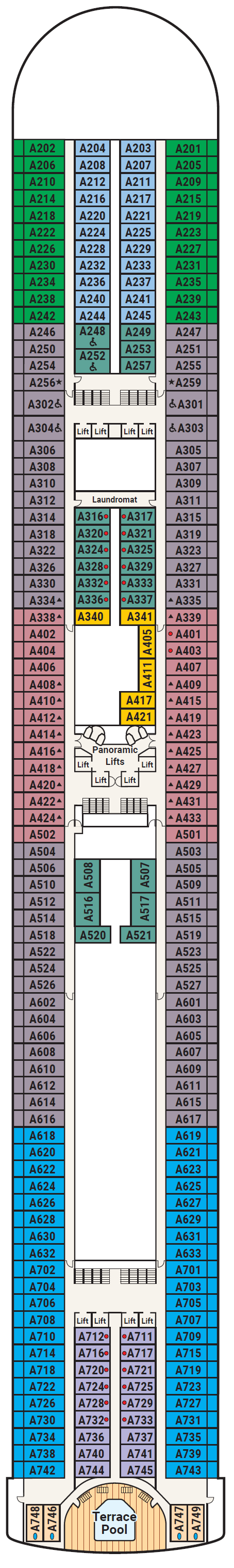 Deck plan for Deck 12 - Aloha