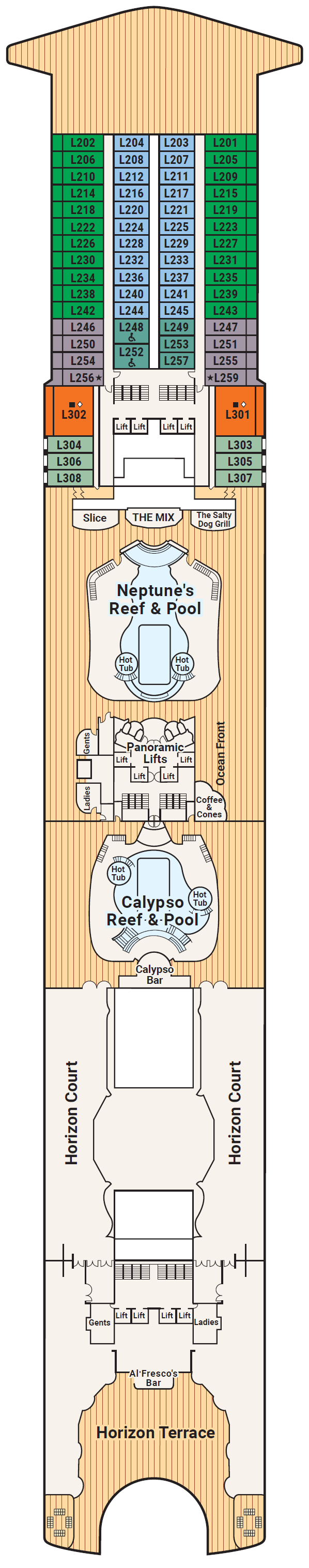 Deck plan for Deck 14 - Lido