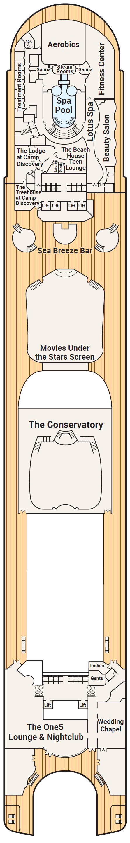 Deck plan for Deck 15 - Sun