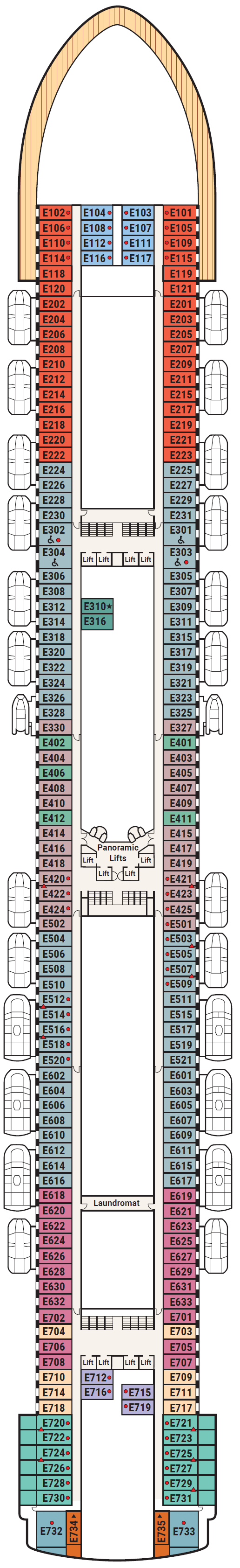 Deck plan for Deck 8 - Emerald