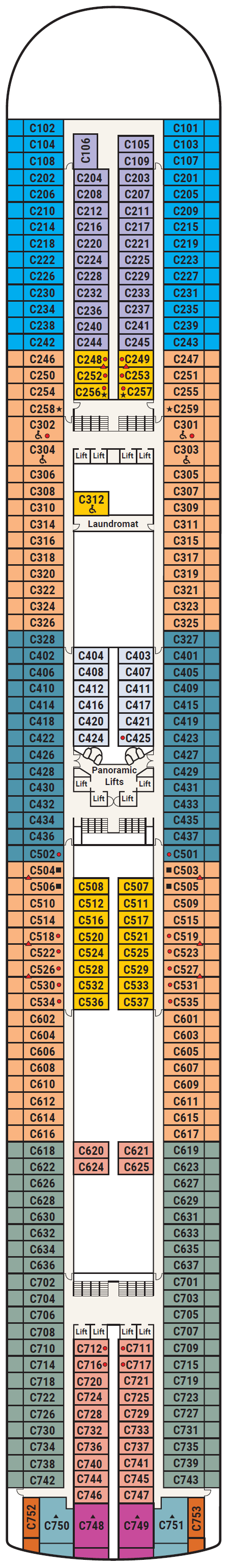 Deck plan for Deck 10 - Caribe