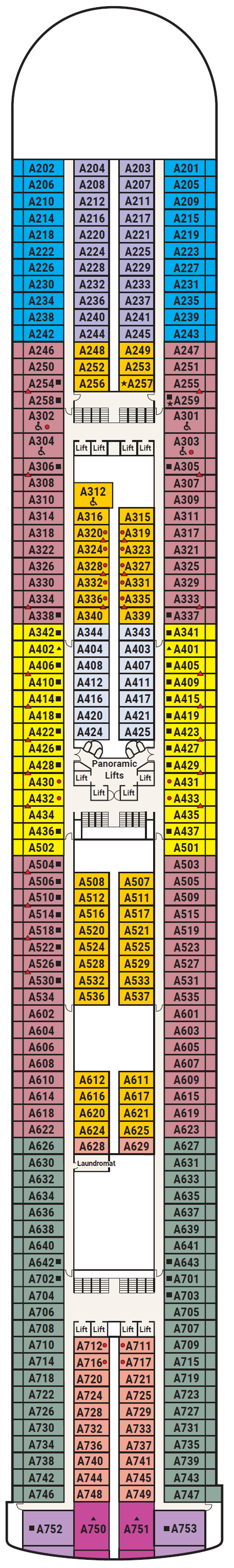 Deck plan for Deck 12 - Aloha
