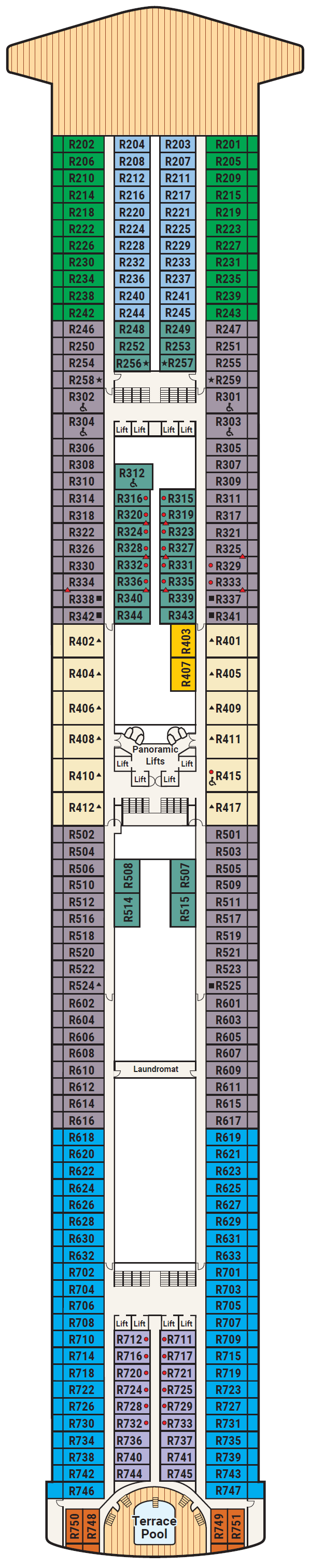 Deck plan for Deck 14 - Riviera