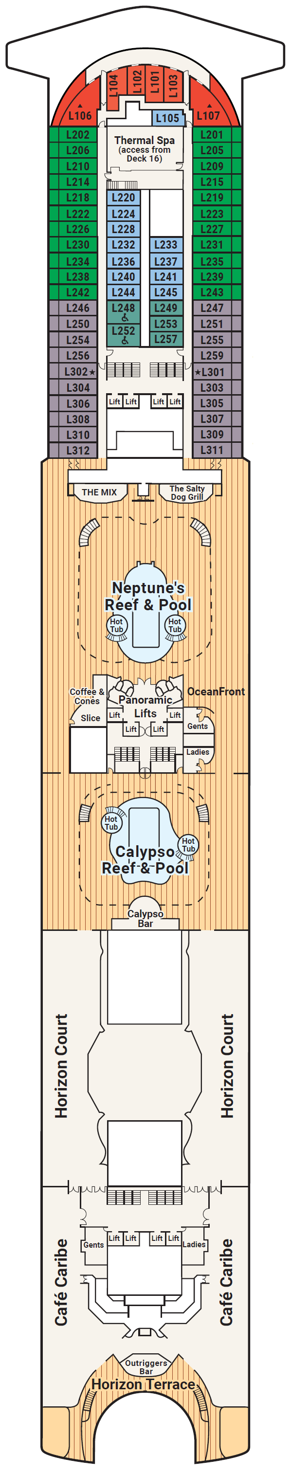Deck plan for Deck 15 - Lido