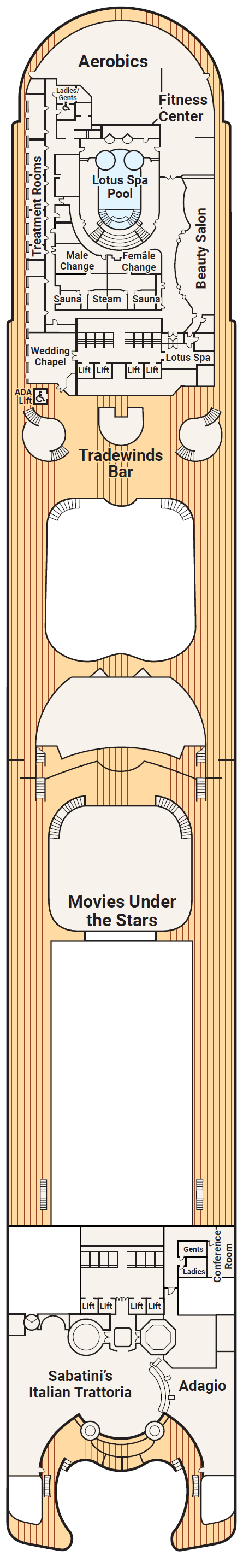 Deck plan for Deck 16 - Sun