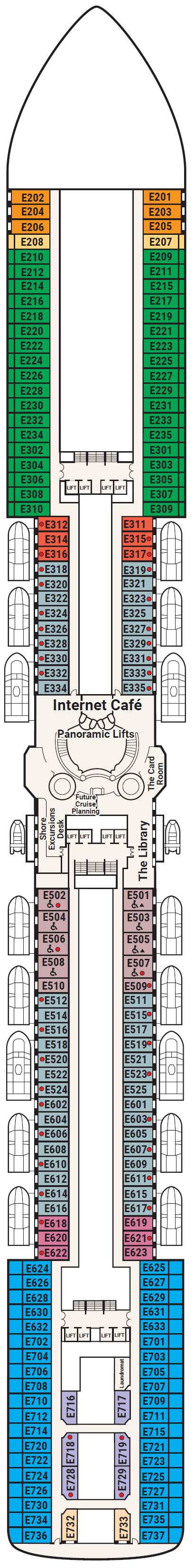 Deck plan for Deck 8 - Emerald