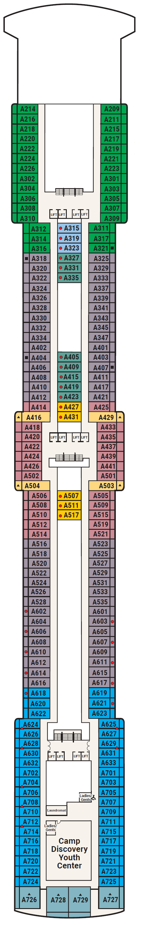 Deck plan for Deck 12 - Aloha