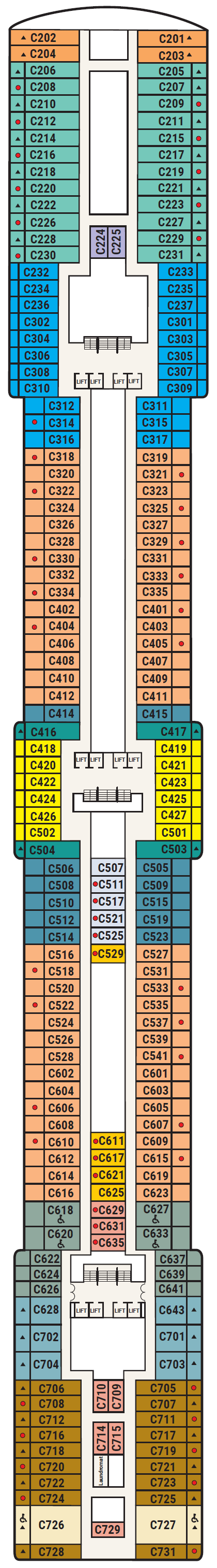 Deck plan for Deck 10 - Caribe
