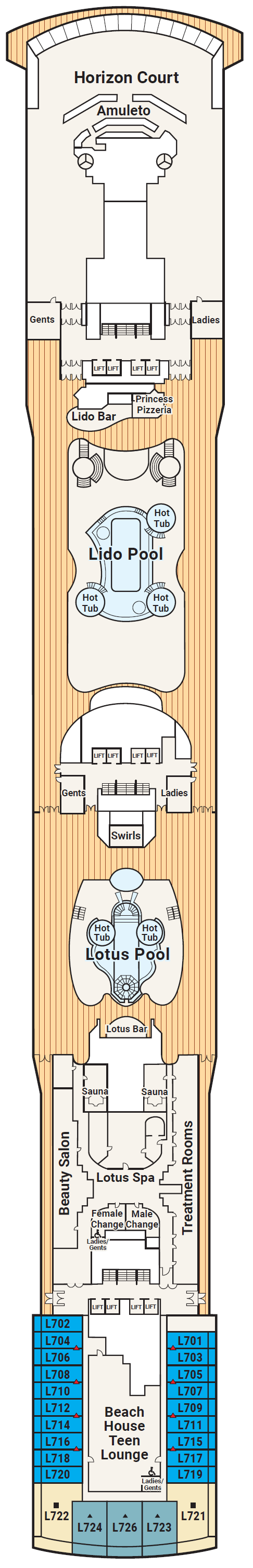 Deck plan for Deck 14 - Lido