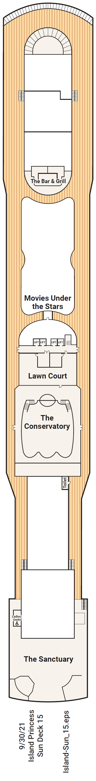 Deck plan for Deck 15 - Sun