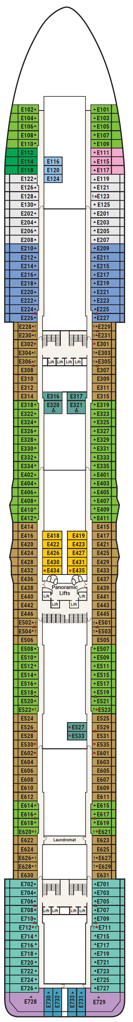 Deck plan for Deck 8 - Emerald