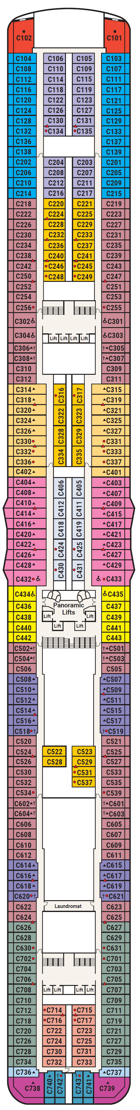 Deck plan for Deck 10 - Caribe