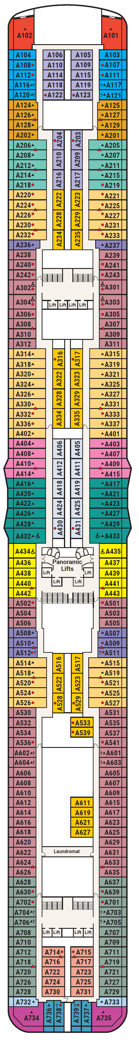 Deck plan for Deck 12 - Aloha